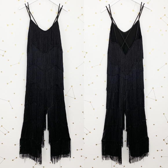 zara fringe jumpsuit